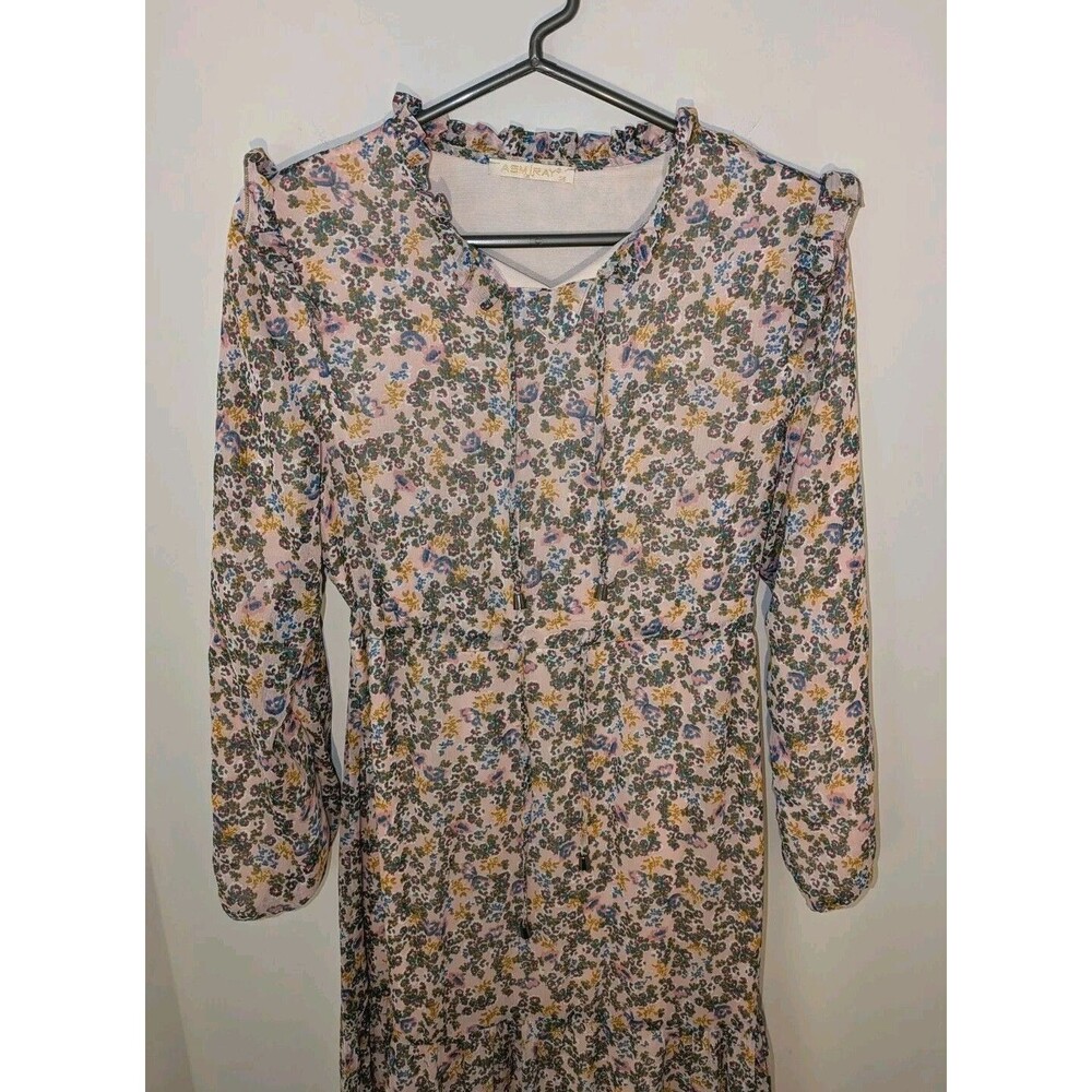 Women's Maxi Mini-Floral Tiered Cottagecore Country Ruffle Sleeve Feminine SZ M - Picture 2 of 15